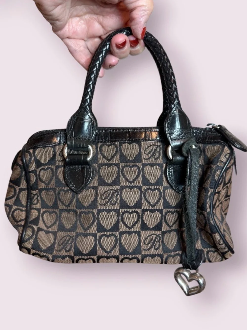 Brighton Mini Satchel Bag Brown & Black Canvas & Leather